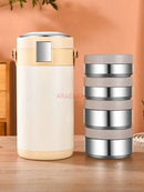 Axyaa Stainless Steel Insulated Lunch Box Barrel, Multi-Layer Partition, Large Capacity