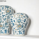 Axyaa Blue & White Vase: Retro Floral Texture, Table Decor, Aesthetic Room Accent