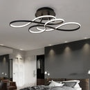 Axyaa Modern LED Chandelier Ceiling Lamp in White/Black Iron, 70cm