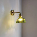 Nordic Glass Wall Lamp Rotatable Brass Sconce - Axyaa