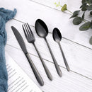 Axyaa 32-Piece Black Stainless Steel Cutlery Set, Elegant Dinnerware Kit