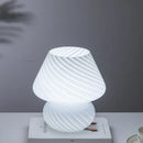 Large Glass Mushroom Lamp with Tricolored LED Bulb - Axyaa Nightstand Light
