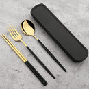 Axyaa Black Gold Stainless Steel Cutlery Set in Storage Box