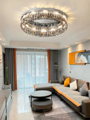 Axyaa Crystal Ceiling Light: Modern Round LED Fixture for Living Room, Bedroom, Dining Room