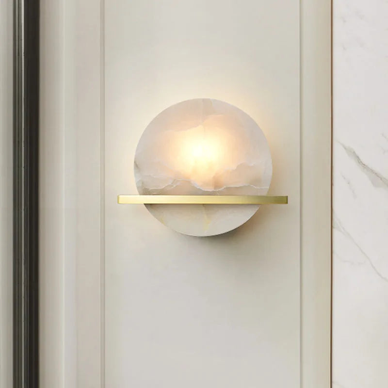 Luxury Marble Wall Lamp by Axyaa: Elegant LED Lighting for Bedroom and Living Room