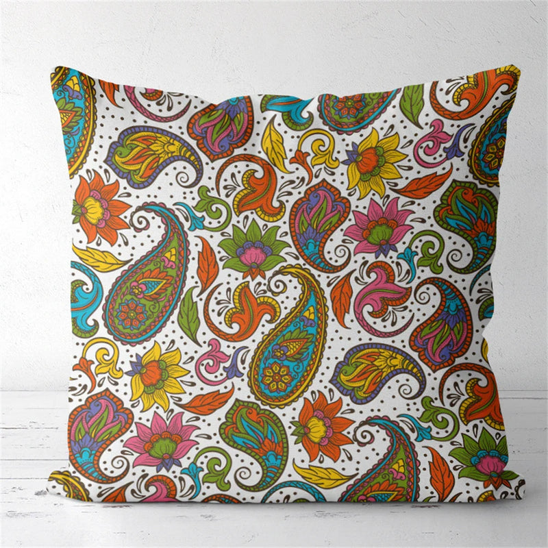 Axyaa Tan Chen Pattern Flower Cushion Cover for Home Decor