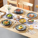 Axyaa Grey-Blue Stoneware Plates Set Dinnerware - 12/16/18/24 Piece, 4/6 pcs Plate/Dessert/Bowl
