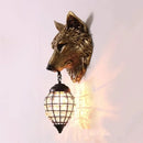 Axyaa Wolf Crystal Resin Wall Sconce Light for Home Decor
