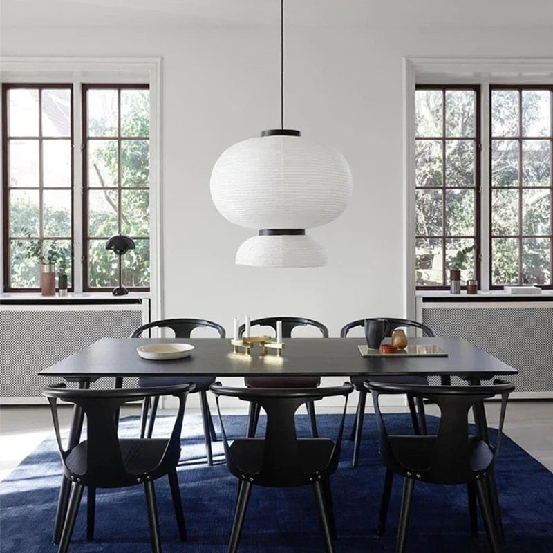 Axyaa Wabi Sabi LED Pendant Lamps: Japan Style Rice Paper Chandelier for Living Room