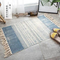 Axyaa Cotton Linen Tassel Rug Carpets for Home Decor - Boho Ethnic Anti-slip Floor Mat