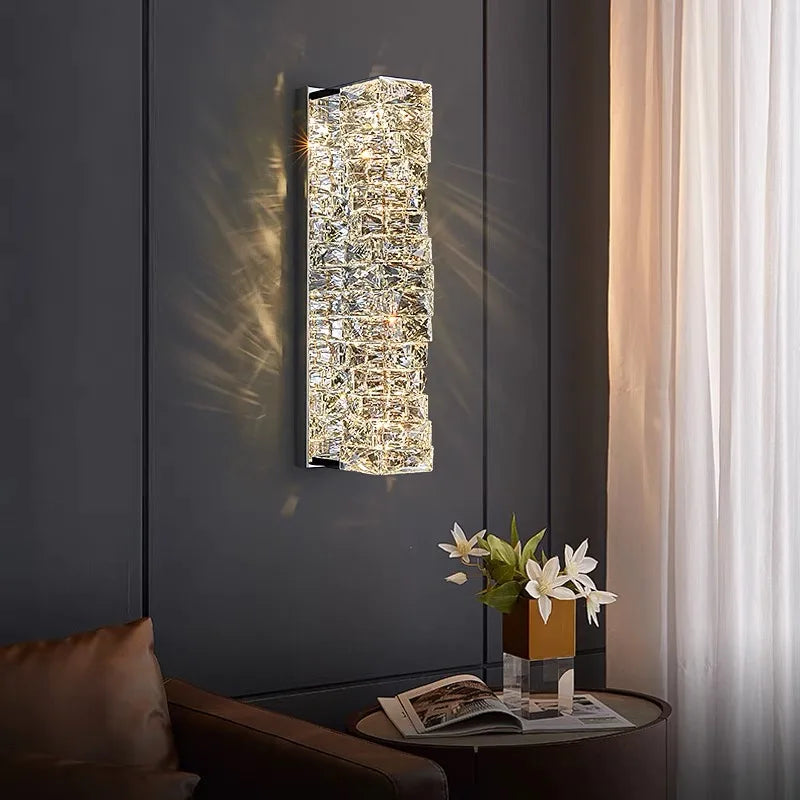 Axyaa Crystal Wall Sconce: Elegant LED Wall Lamp for Bedroom Living Room Decor