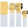 Axyaa 24-Piece Stainless Steel Gold Dinnerware Set with Cutlery & Utensils