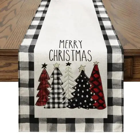 Christmas Tree Printed Table Runner by Axyaa: Festive Home Party Decor