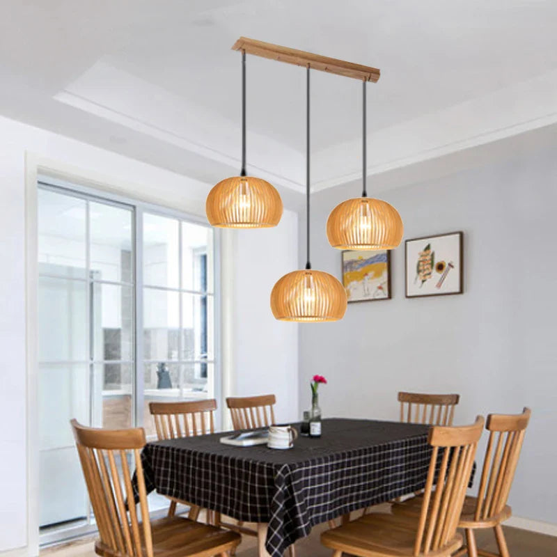 Axya Wood Cage Pendant Lights: Nordic Bar Hanging Lamps, Home Decor Fixture