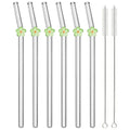 Axyaa Glass Straw Set: 6 Reusable Smoothie Eco Friendly Drinking Straws