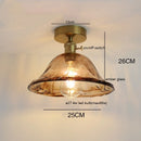 Axyaa Green Glass Copper LED Ceiling Lights for Home Lighting, Bedroom, Corridor, Living Room