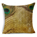 Axyaa Peacock Feather Linen Cushion Cover 45x45cm for Sofa Bed Decor