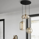 3-Light Amber Glass Pendant Lamp by Axyaa - Vintage Industrial Ceiling Fixture