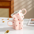Axya Cherry Print Ceramic Mug: Irregular Flower Shapes, Kids Milk Cup, Birthday Gift