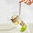Axyaa Clear Plastic Water Bottle With Rope - Leak Proof Portable Sport Cup