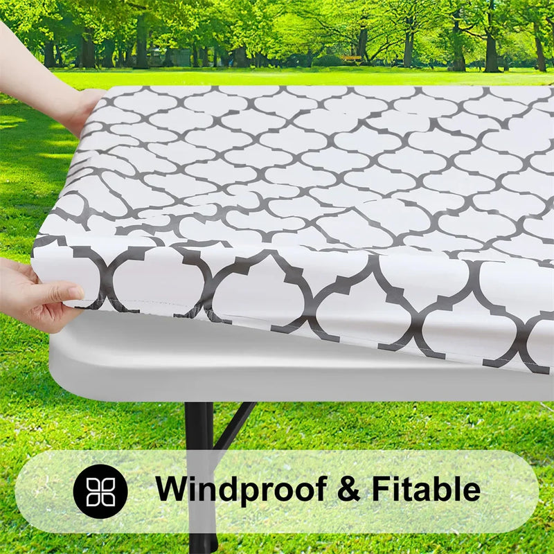 Axyaa Waterproof Elastic Vinyl Tablecloth 30x72 for Party Decor, Picnic, Camping, Outdoor