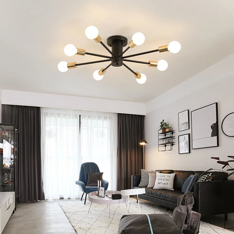 Axyaa Nordic Sputnik Ceiling Chandelier Semi Flush Mount LED Lighting Fixture