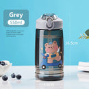 Axyaa Dinosaur Kids Water Bottle with Straw, Portable Plastic Cup - 550ML