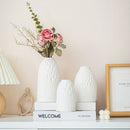 Axyaa White Ceramic Vases Set of 3 Handmade Terracotta Flower Pot Home Decor