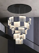 Axyaa Gold Acrylic LED Pendant Chandelier for Modern Luxury Living Room Lighting