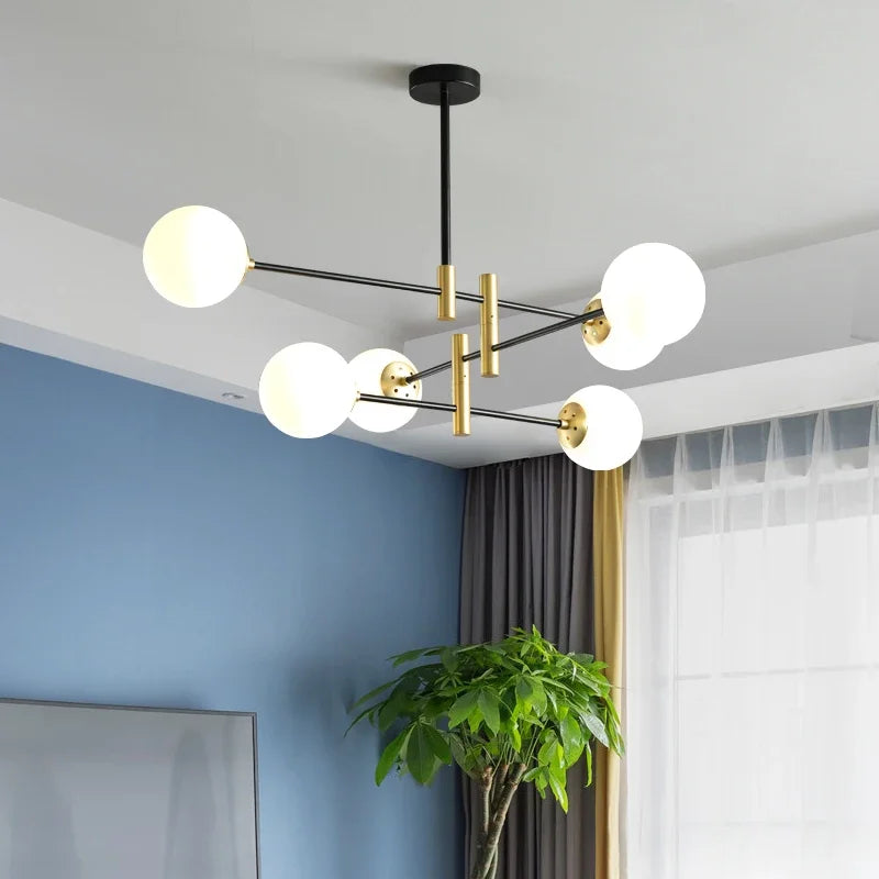 Golden/Black Axya Glass Chandeliers for Dining Living Bedroom Clothing Store Restaurant Lighting