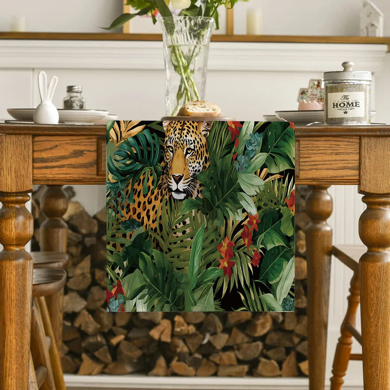 Tropical Plant Flowers Table Runners by Axyaa - Farmhouse Dining Decor Runner