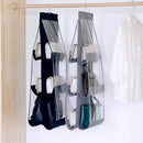 Axyaa 6-Pocket Black Handbag Organizer: Foldable Storage Solution for Closet or Bedroom