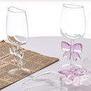 Axyaa Half Glass Cup with Pink Bowknot - 140ml Red Wine Champagne Flute