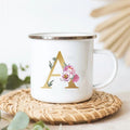 Floral Enamel Mugs: Vintage Design by Axyaa - Perfect for Coffee, Tea, and Desserts