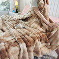Axyaa Gradient Bubble Fleece Throw: Soft Plush Nap Blanket for Bedroom Sofa & Travel