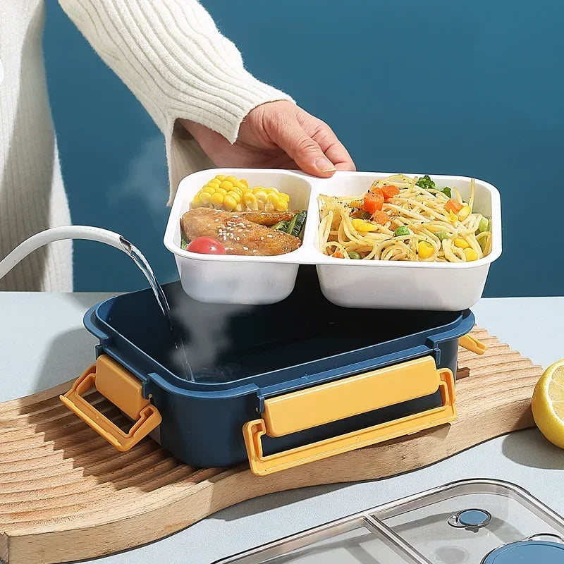 Axyaa 850ml Leakproof Bento Lunch Box with Sauce Box - Portable & Microwavable