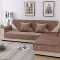 Axyaa Plush Sofa Cover: Winter Velvet L Shape Couch Protector