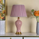 Axyaa Pink Ceramic Bedroom Table Lamp Ice Crack Design Girls' Bedside Decor