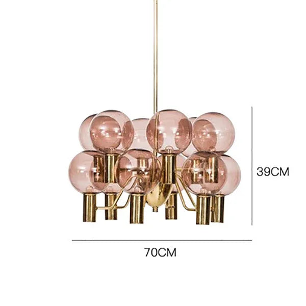 Axyaa Pink Glass Pendant Light: Modern LED Lamp for Luxurious Living Room Setting