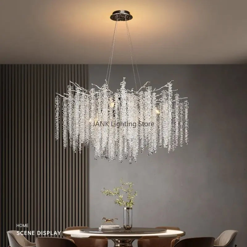 Axyaa Crystal Tassel Pendant Chandelier - Luxury LED Indoor Lighting