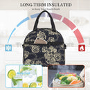 Axyaa Skull Rose Insulated Lunch Bag with Adjustable Strap