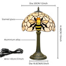 Axyaa 12-Inch Stained Glass Table Lamp with Bee Wave Shell Lampshade