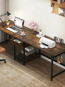 Axyaa 78.74’’ Double Computer Desk with Drawers and Shelves