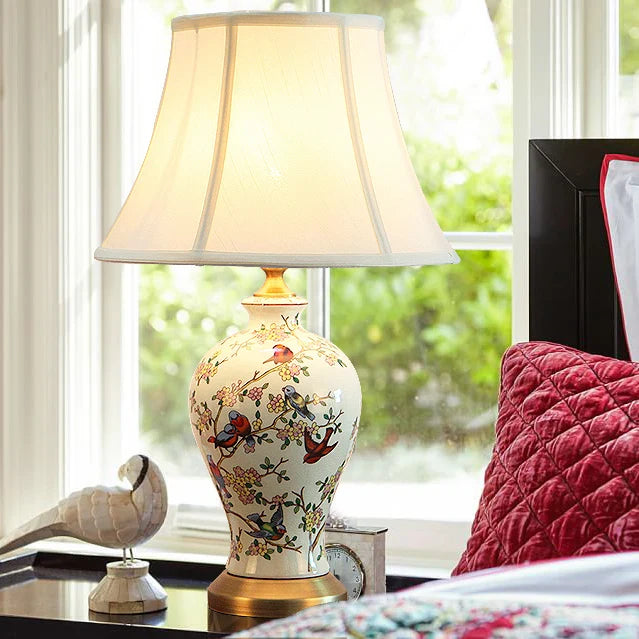 Axyaa Retro Ceramic Table Lamp: European Style Warm Bedroom Decor