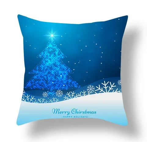 Axyaa Blue Ornament Pillowcase: Festive Home Decor Cushion Cover for Christmas & New Year