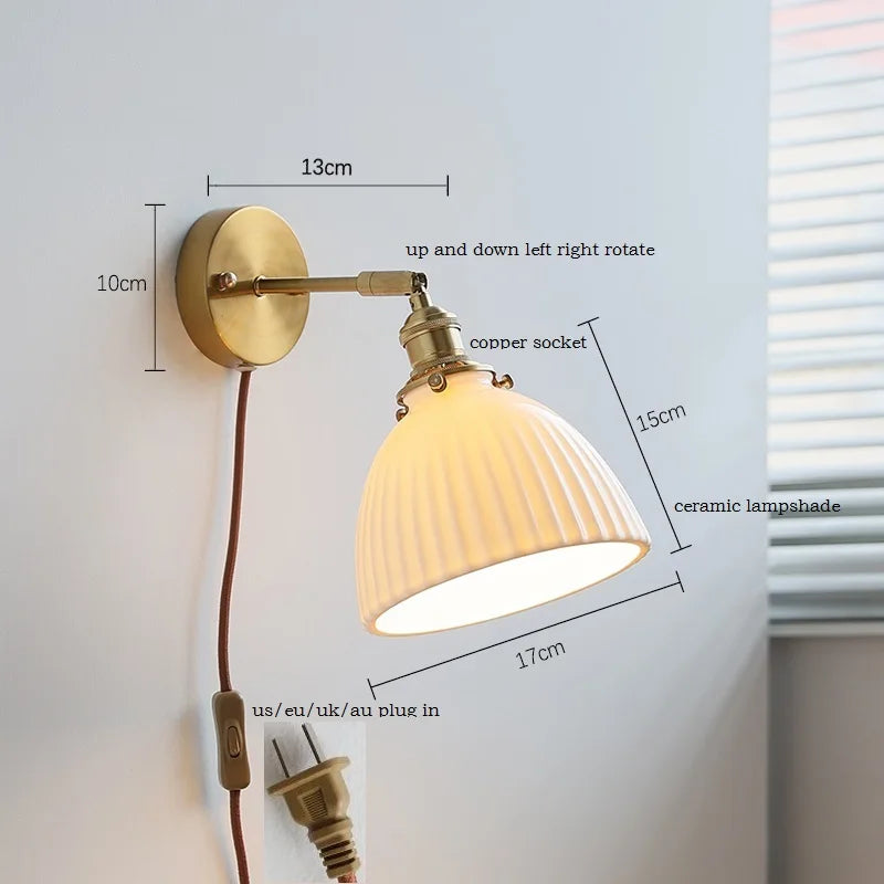 Axyaa White Ceramic Flower Wall Sconce Light for Home Indoor Lighting