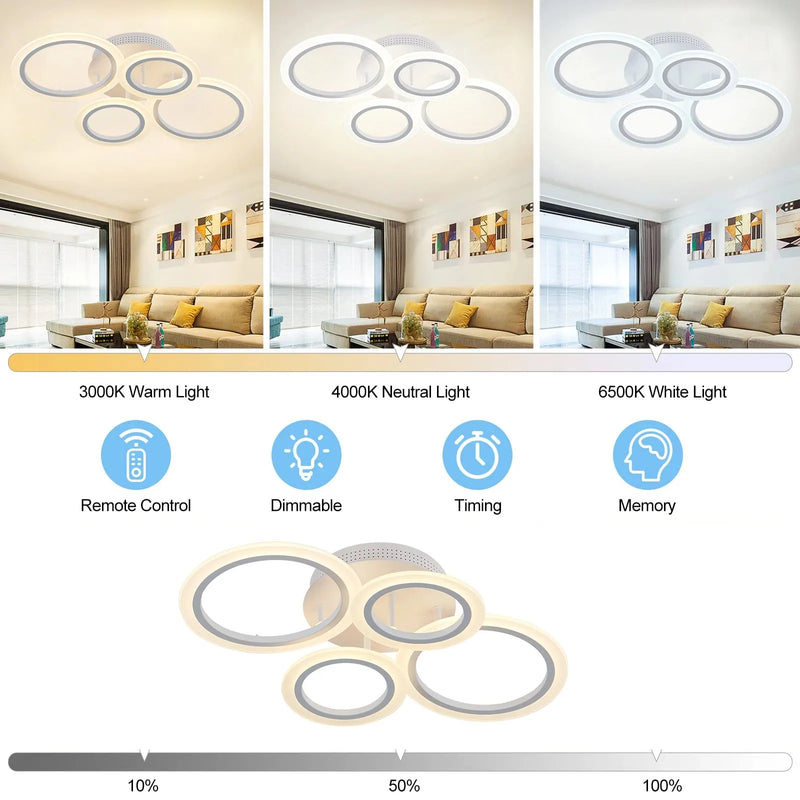 Axyaa Smart LED Ceiling Chandelier with Remote & APP Control for Living Room & Bedroom