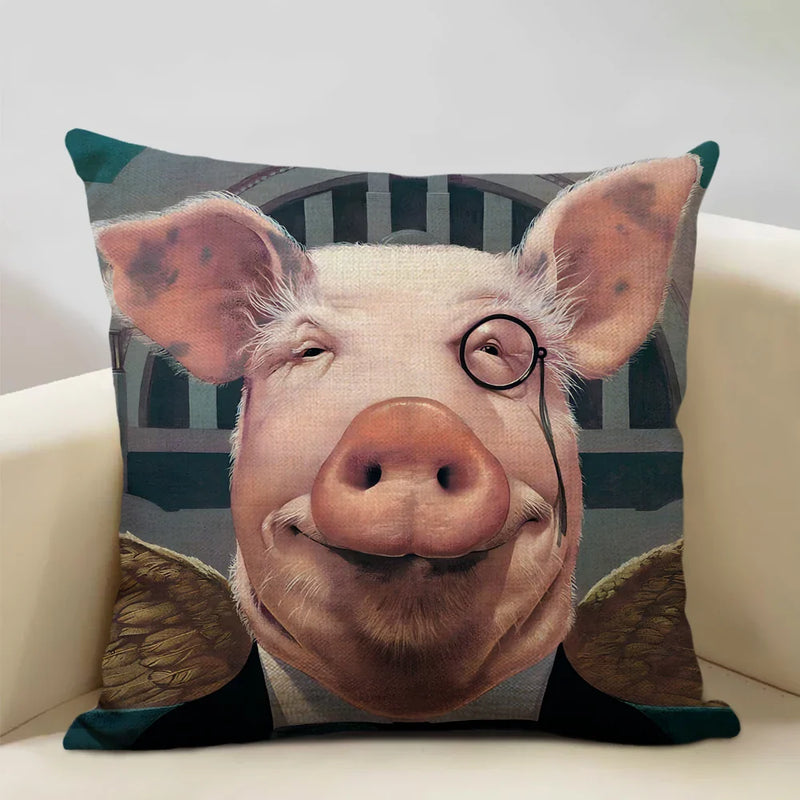 Cute Pig Pattern Pillowcase 45x45cm Axyaa Home Decor Sofa Linen Cushion Cover