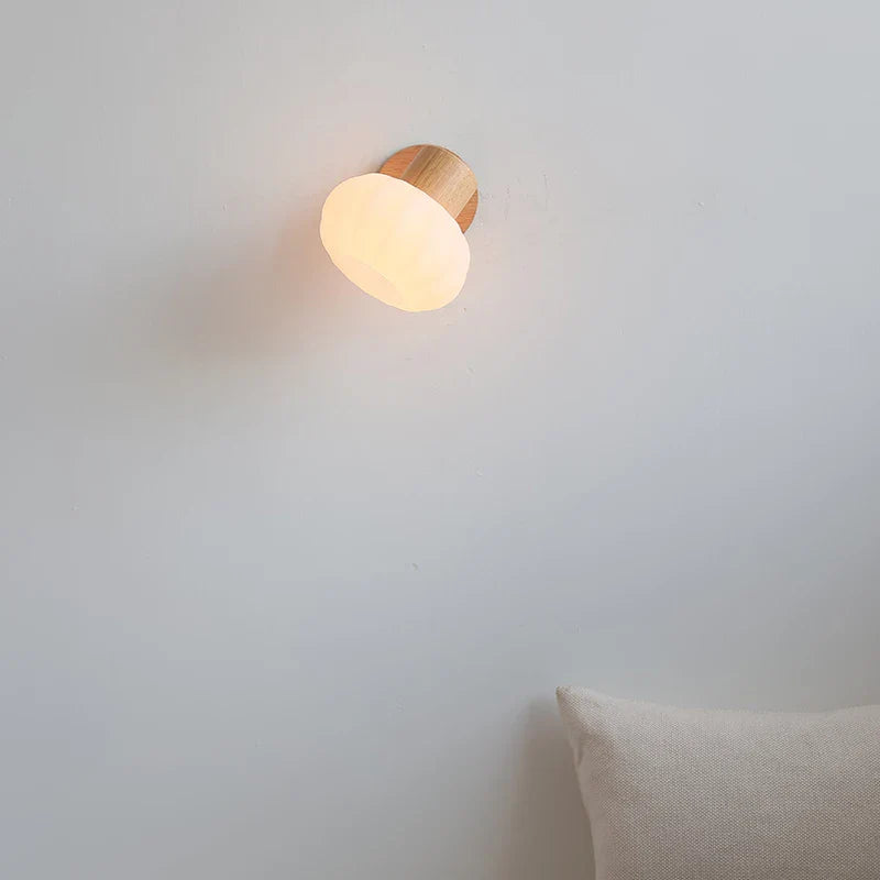 Axyaa White Pumpkin LED Wall Sconce Light for Children's Bedroom Decoration