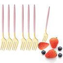 Axyaa Pink Gold Stainless Steel Small Forks Set of 6